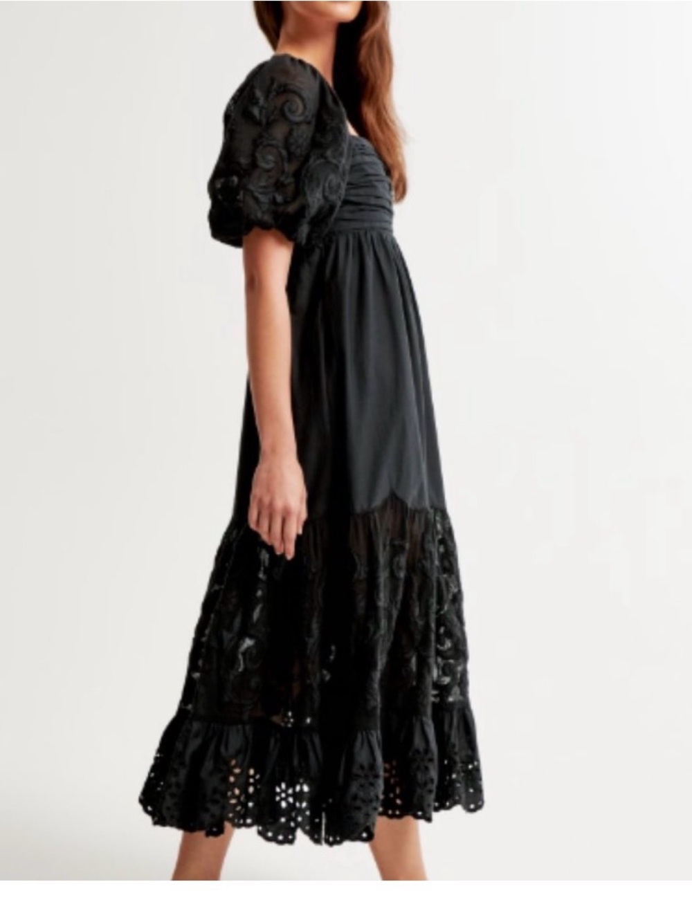 Abercrombie & Fitch Black Dress with Puff Sleeves L - Picture 5 of 16